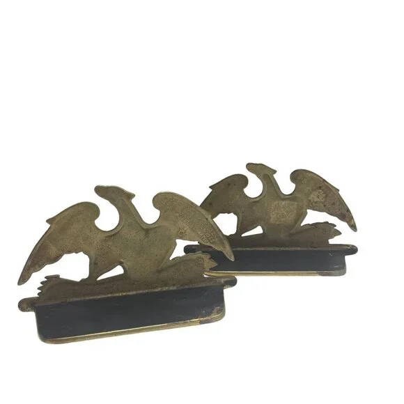 Virginia Metalcrafters Solid Brass Spread Wings American Eagle Bookends Set 1952 - Picture 3 of 9